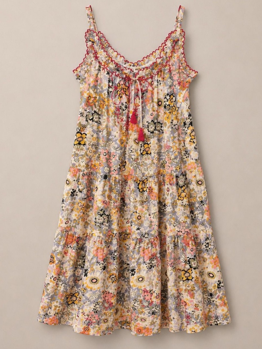 NWT Natural Life Embroidered Harley Midi Dress Lg/XL With Adjustable Straps